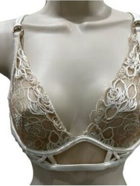 Honey Birdette Sheer Floral Lace Bralette - Cream